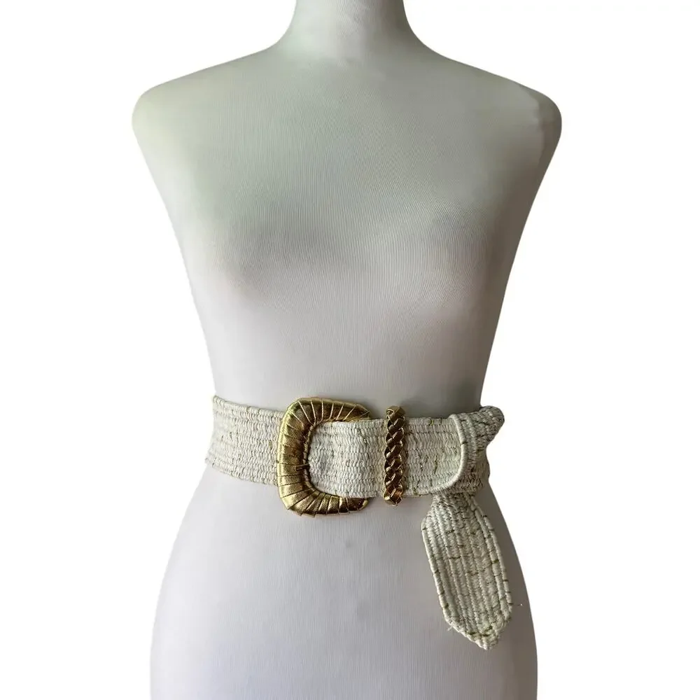 Vintage ‘80s White & Gold Stretchy Adjustable Belt